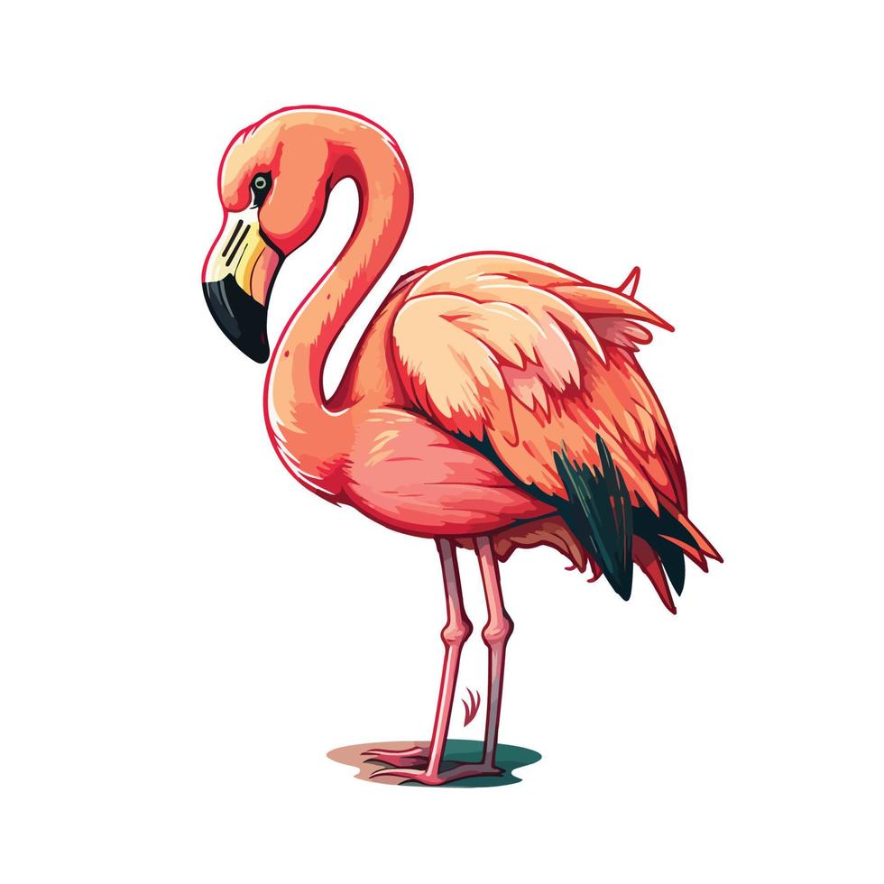 cute flamingo cartoon style vector