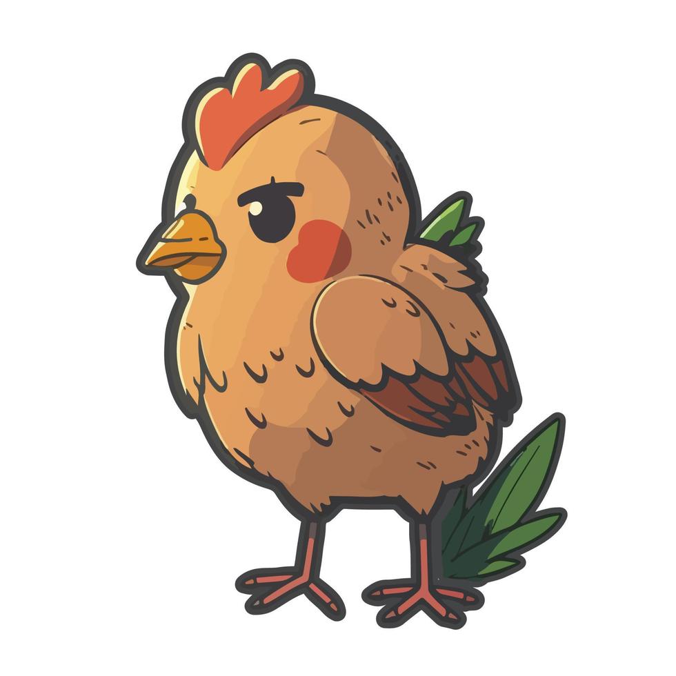 cute hen cartoon style vector