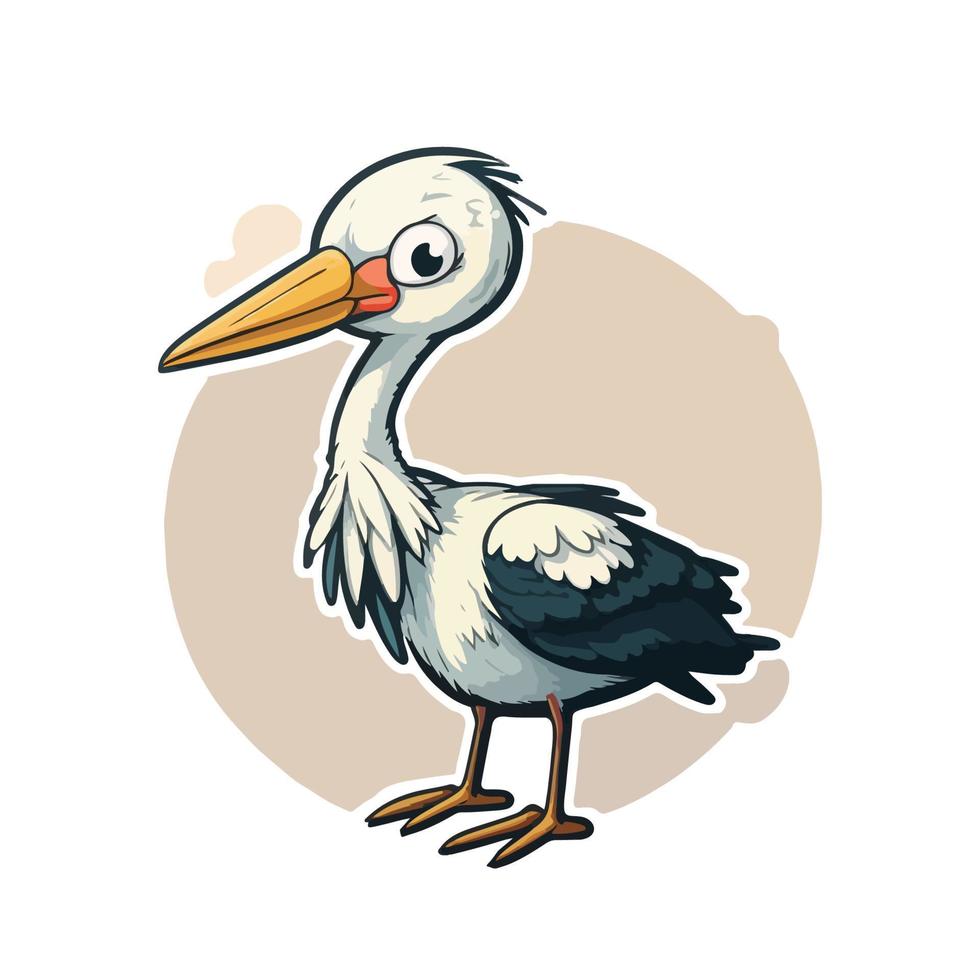 cute stork cartoon style vector