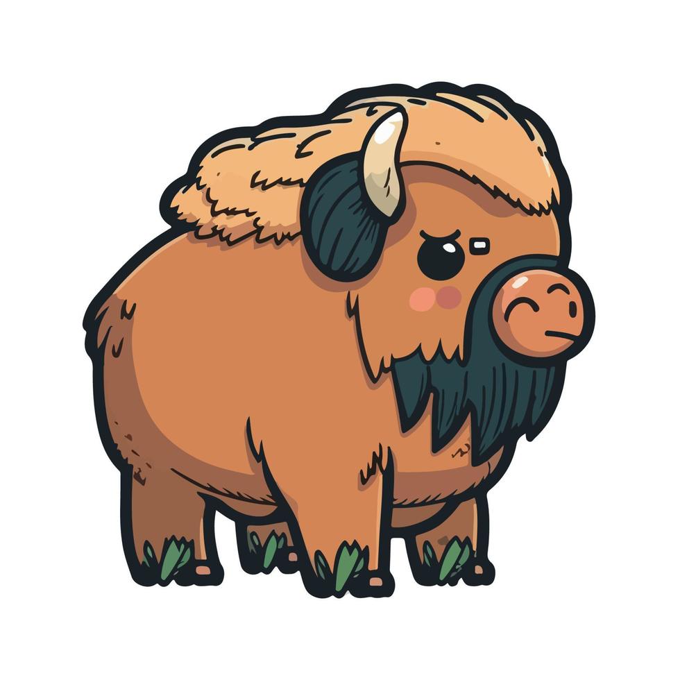 cute bison cartoon style vector