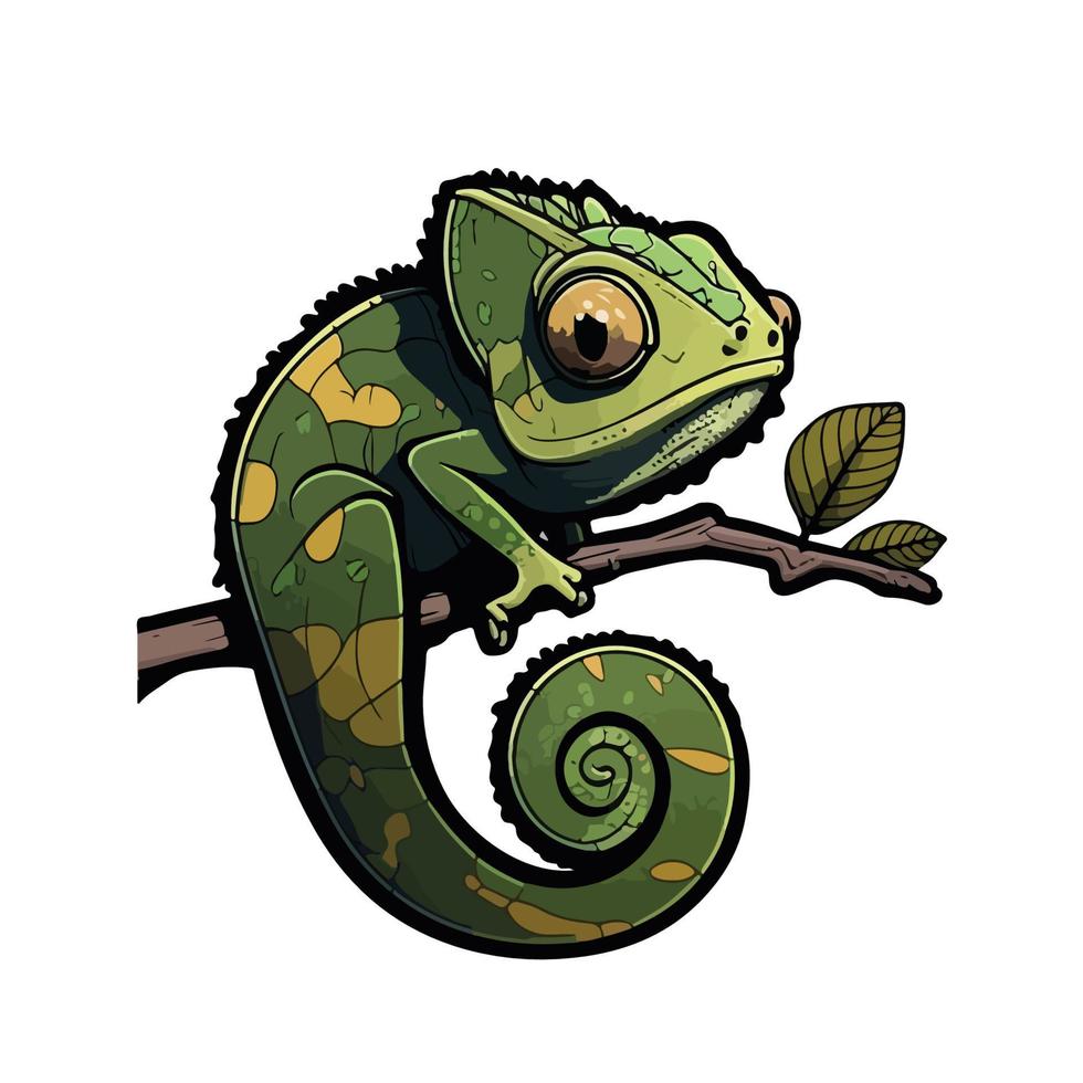cute chameleon cartoon style vector