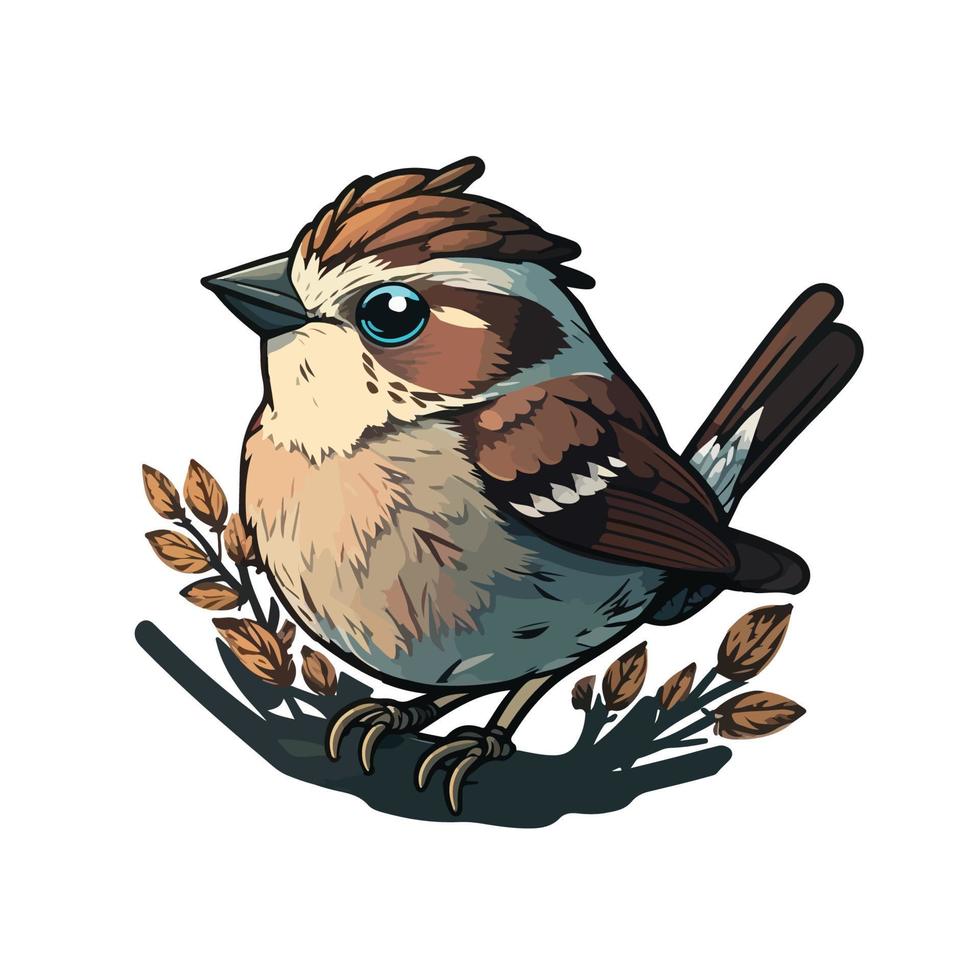 cute sparrow cartoon style vector