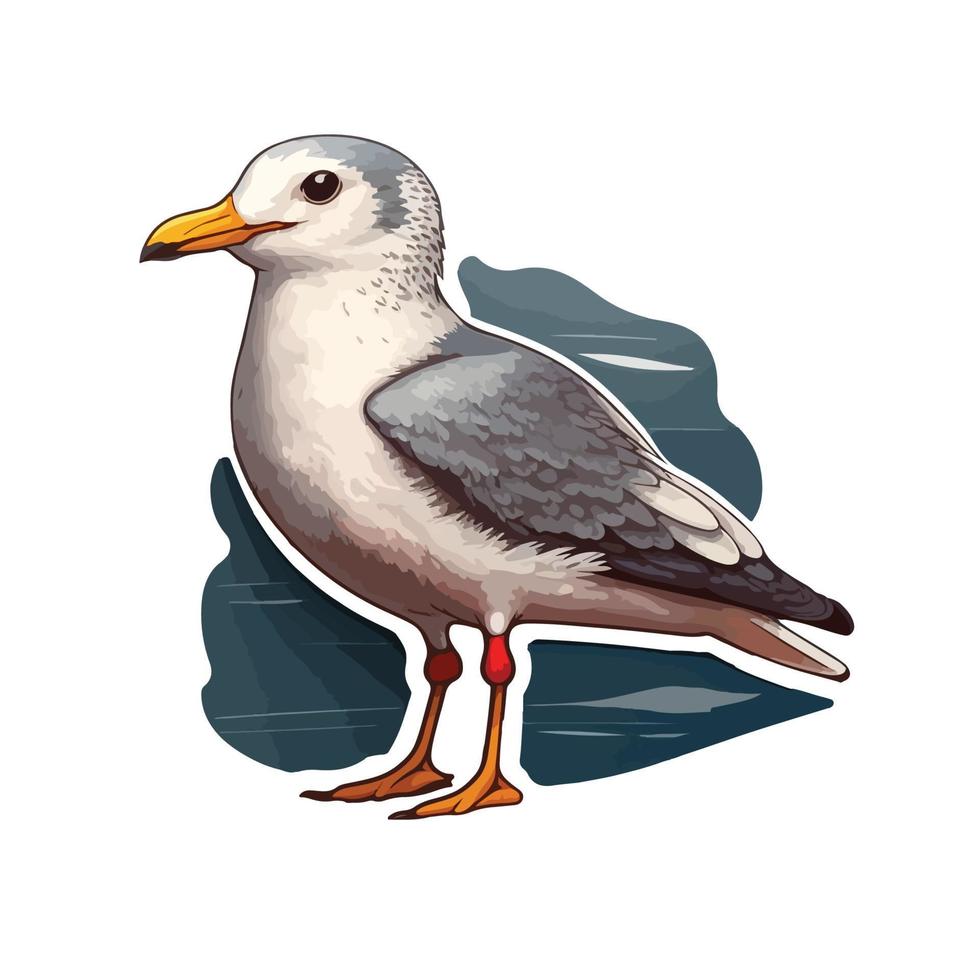 cute seagull cartoon style vector