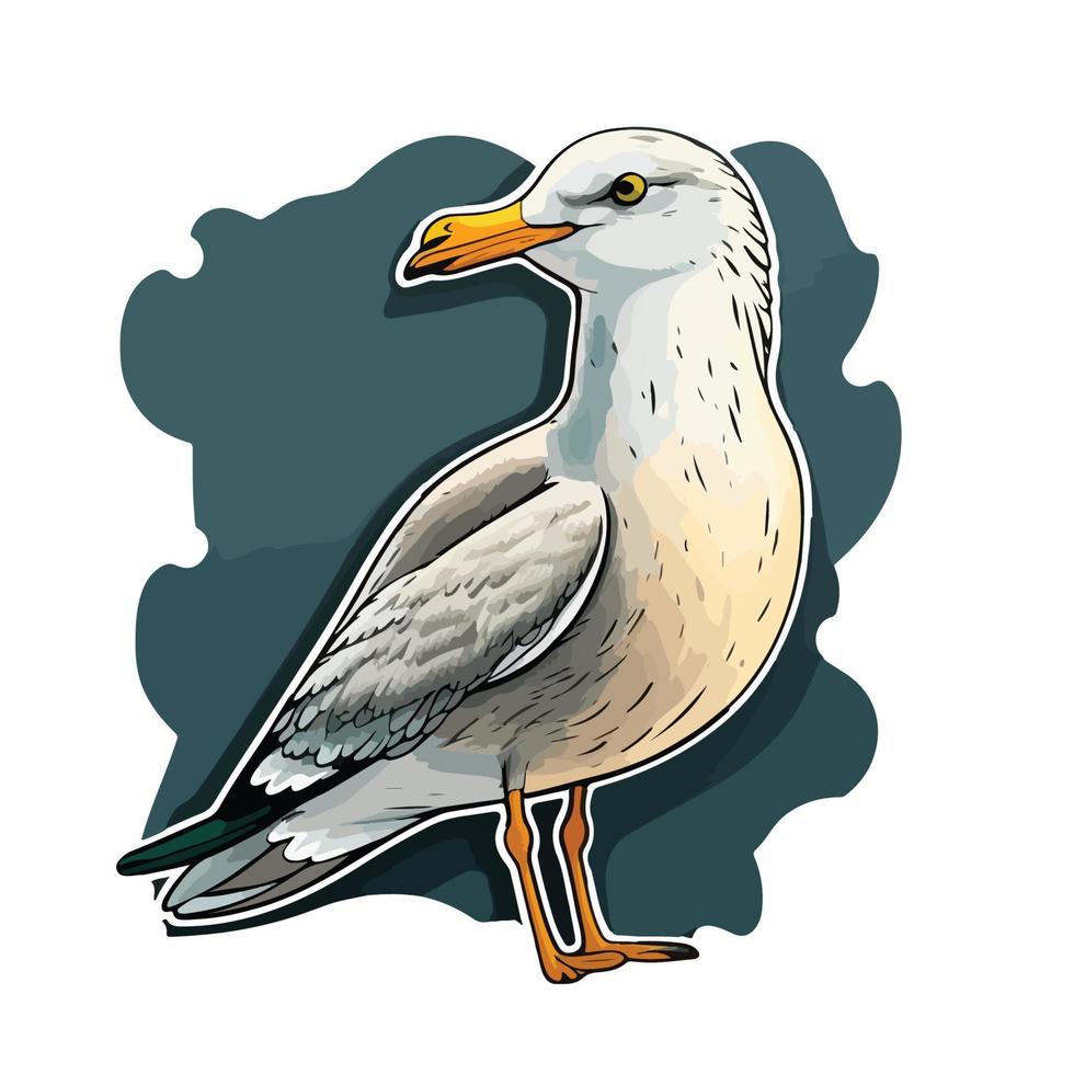 cute seagull cartoon style vector