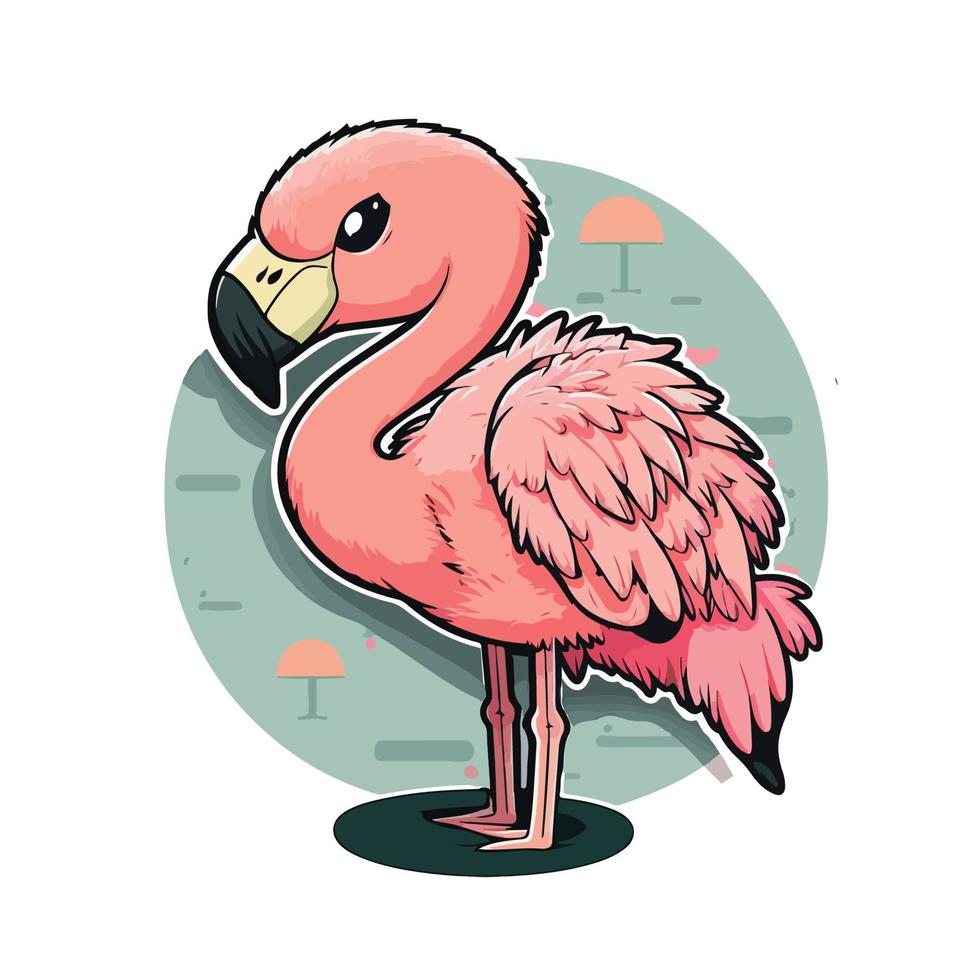 cute flamingo cartoon style vector