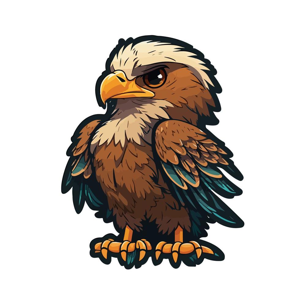 cute eagle cartoon style vector