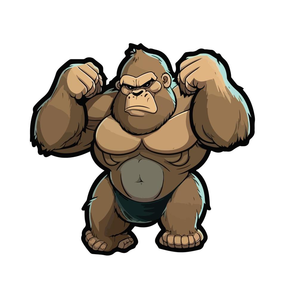 cute gorilla cartoon style vector