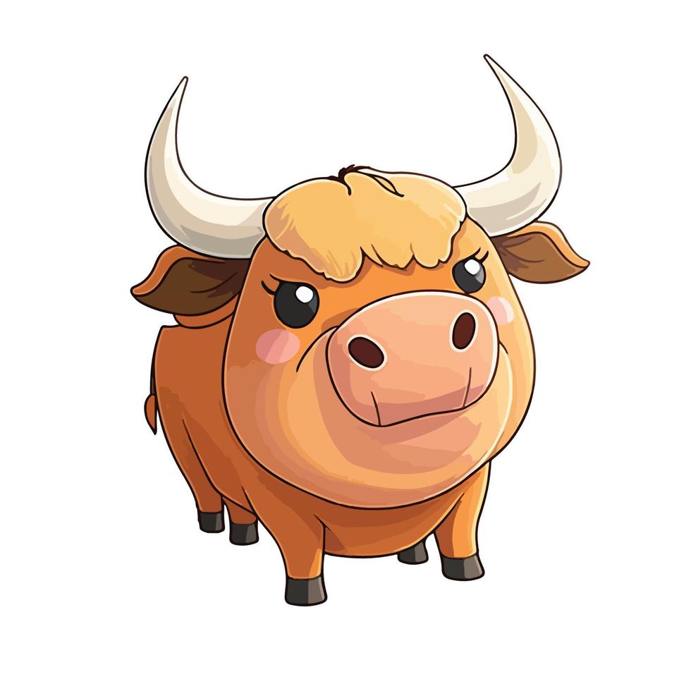 cute bull cartoon style vector