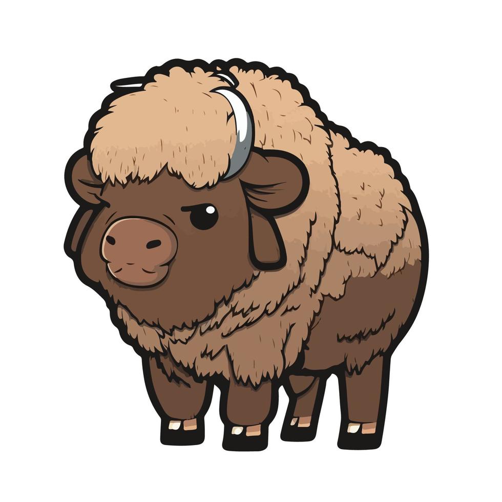 cute bison cartoon style vector
