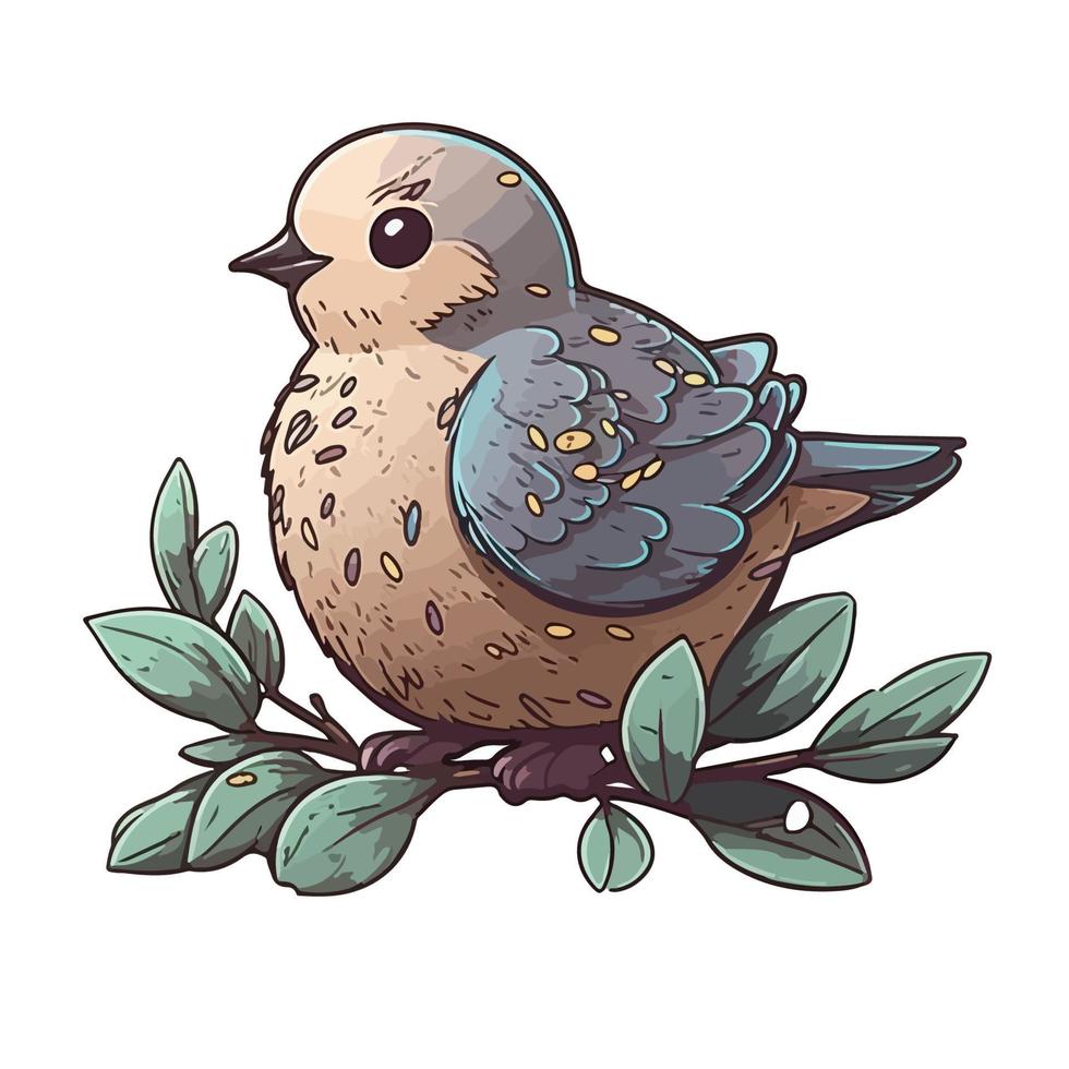 cute dove cartoon style vector