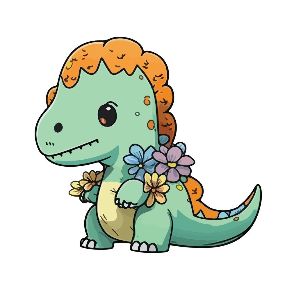 linda dinosaurio dibujos animados estilo vector