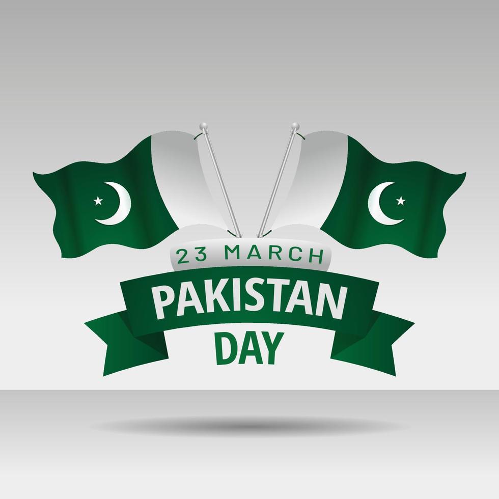 23 March Pakistan Day Logo With National Flag Illustration vector