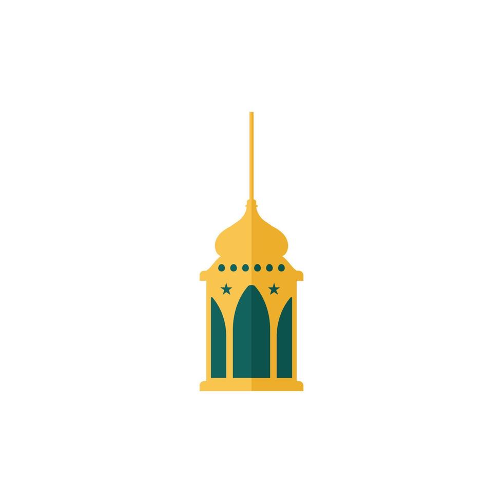 A yellow mosque with a green dome and a gold roof. vector