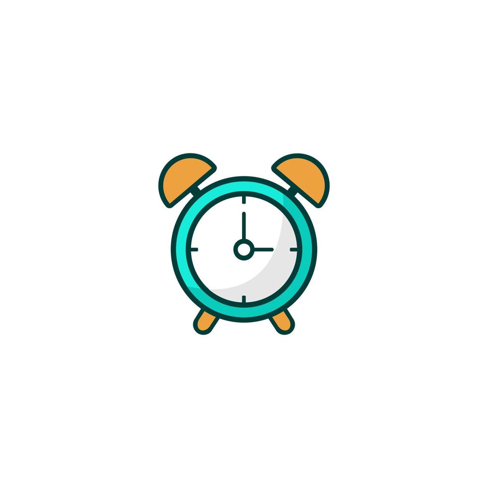 A clock with a blue face and the time vector