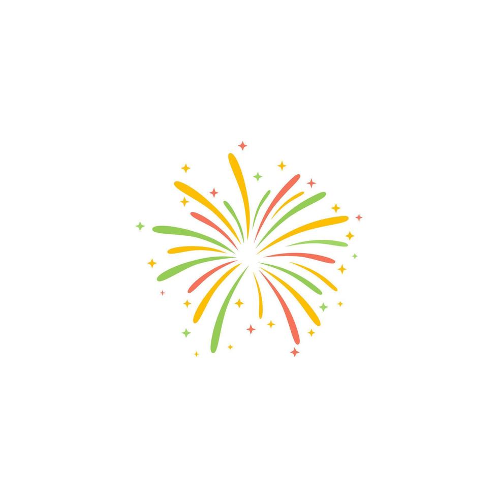A colorful fireworks icon with a white background vector