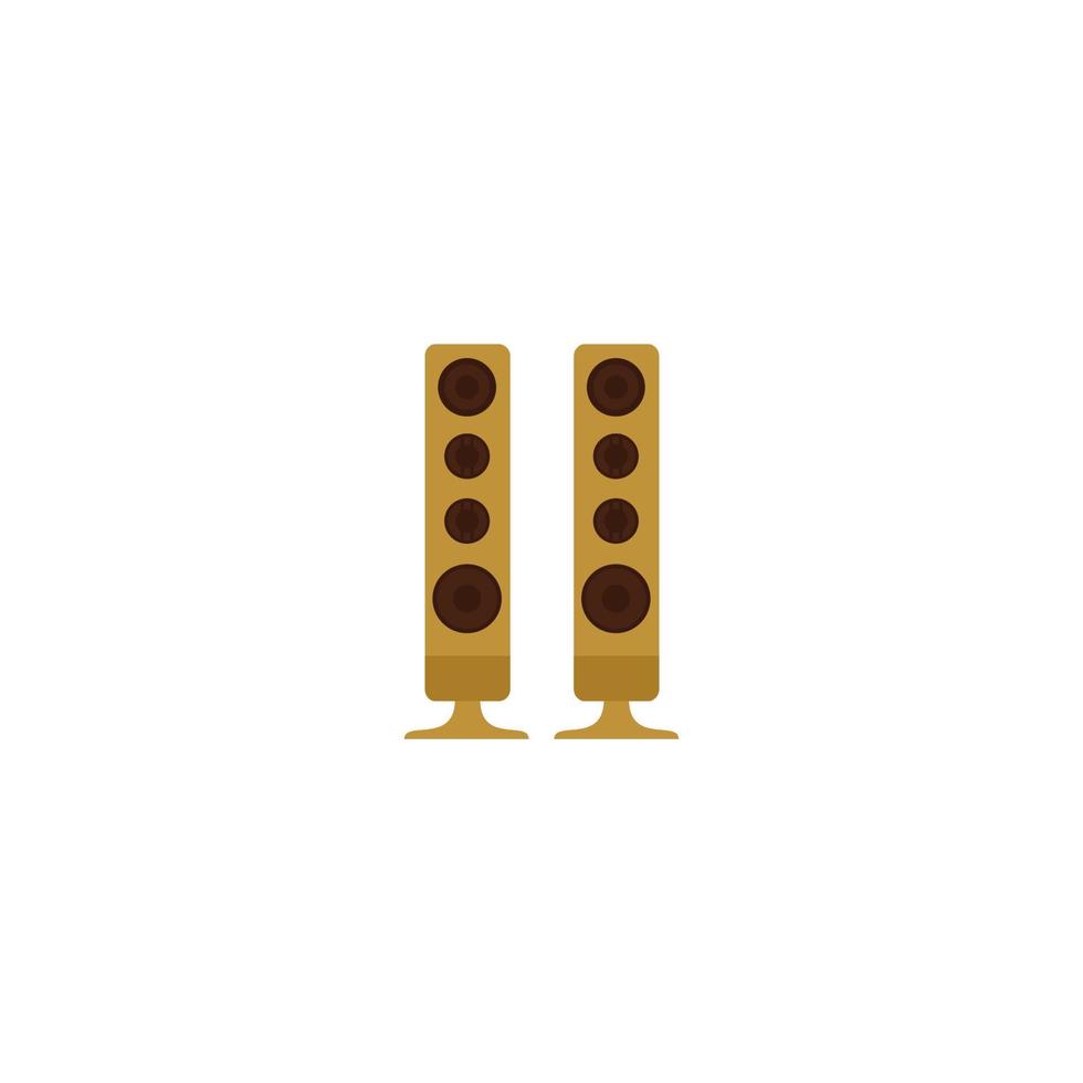 Brown speaker with a yellow circle at the bottom. vector