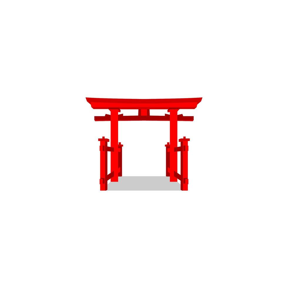 A red torii table with a white background and a shadow. vector