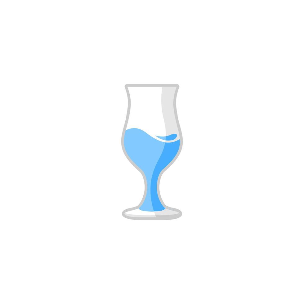 A glass of blue liquid with a white background vector