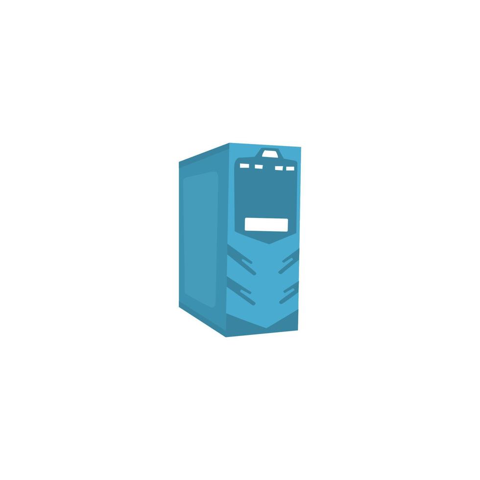 A blue box with a white face and a white background. vector