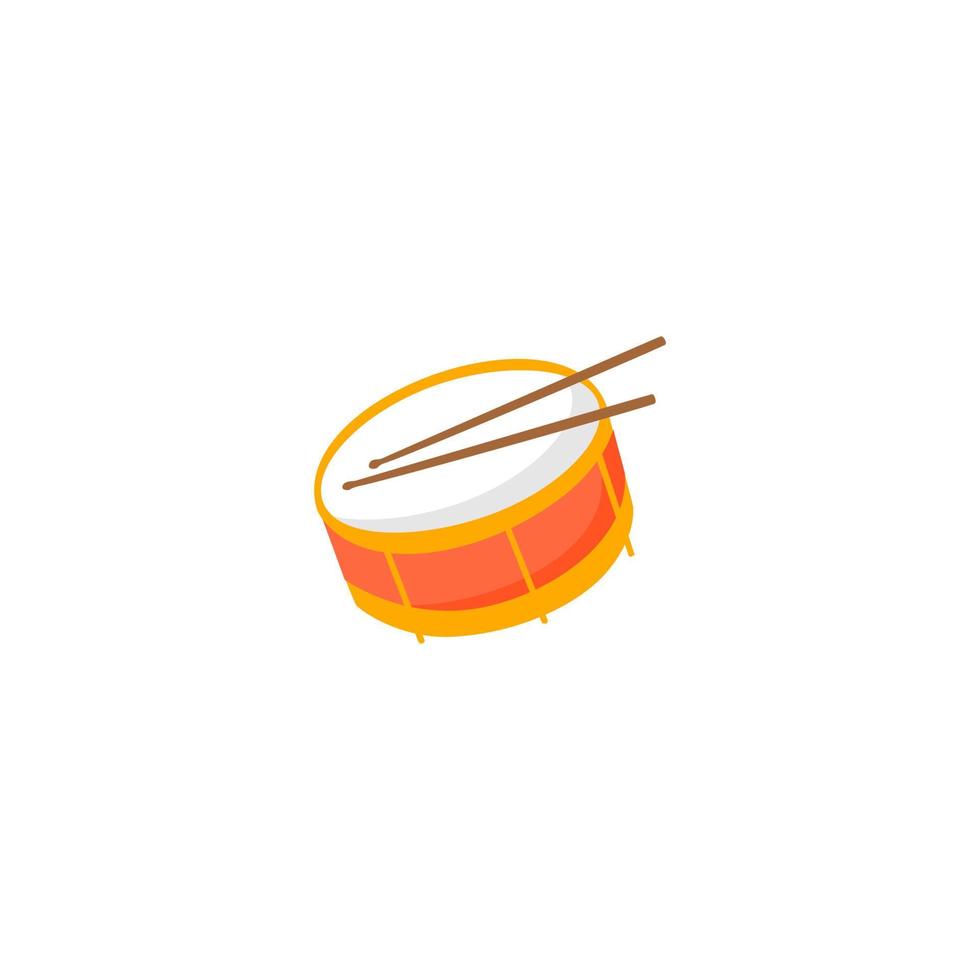 A drum with two sticks on it and the word drum on the top. vector