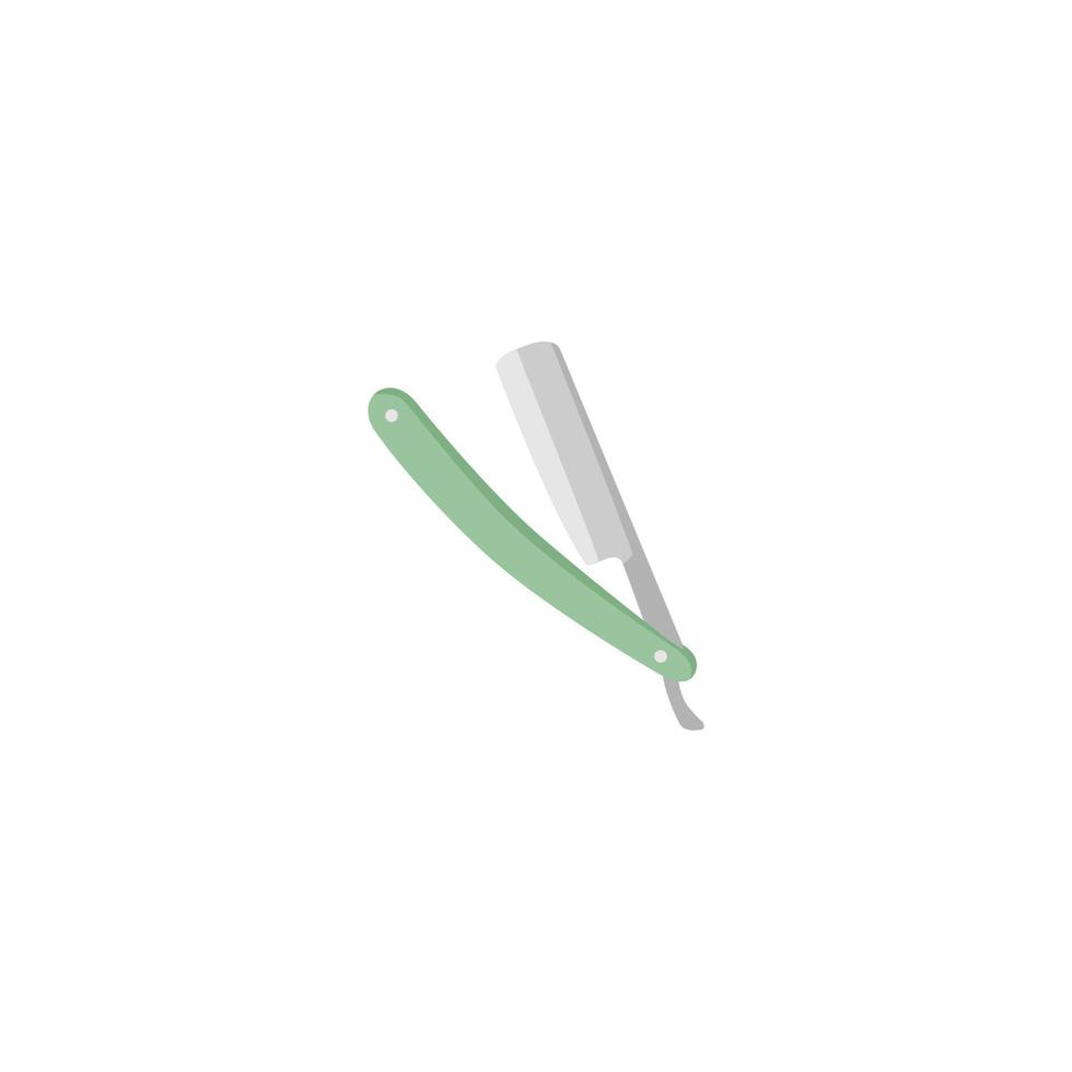 Green razor with white handle and white handle. vector