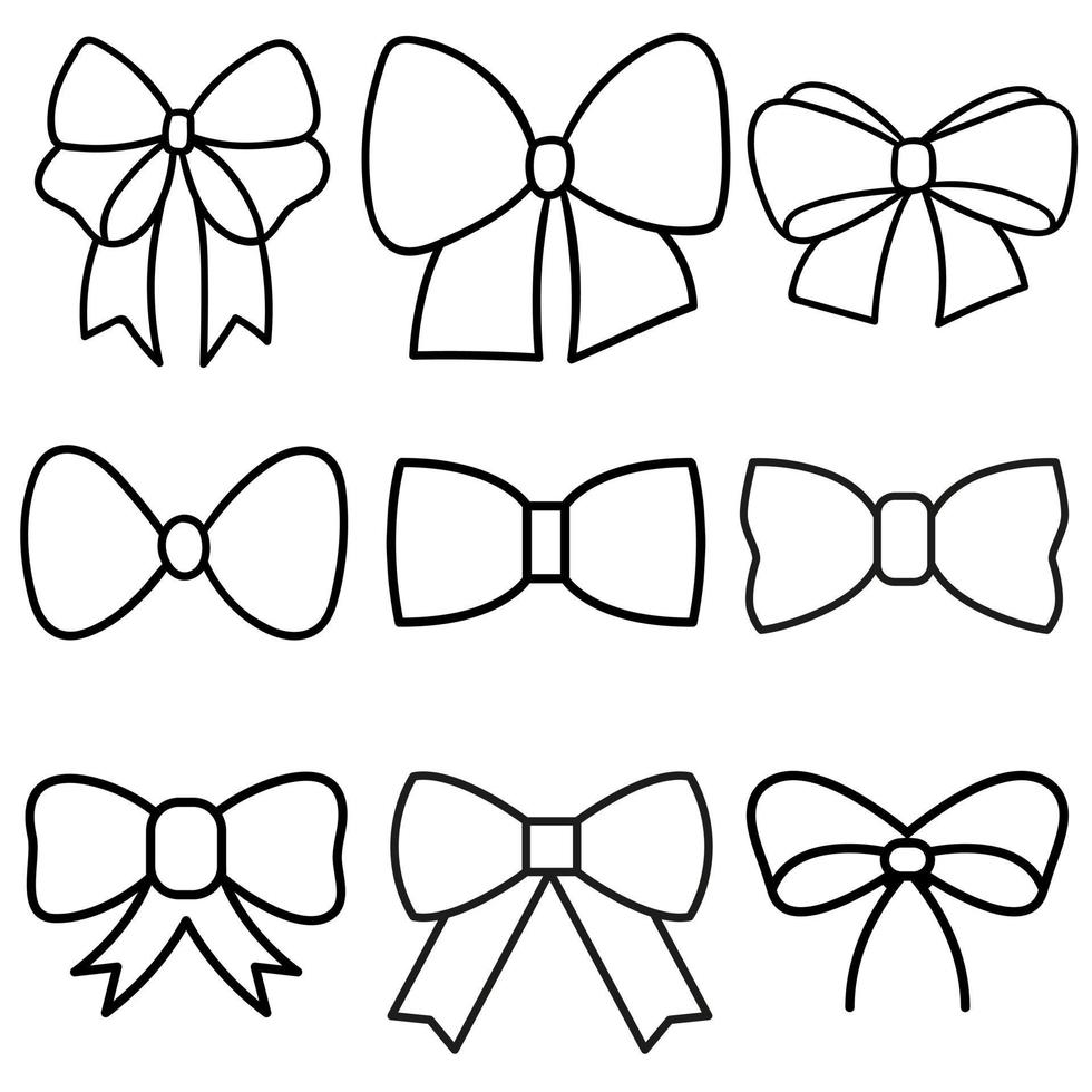 Decorative bows vector icon set. bow illustration sign collection. ribbon symbol. accessory logo.