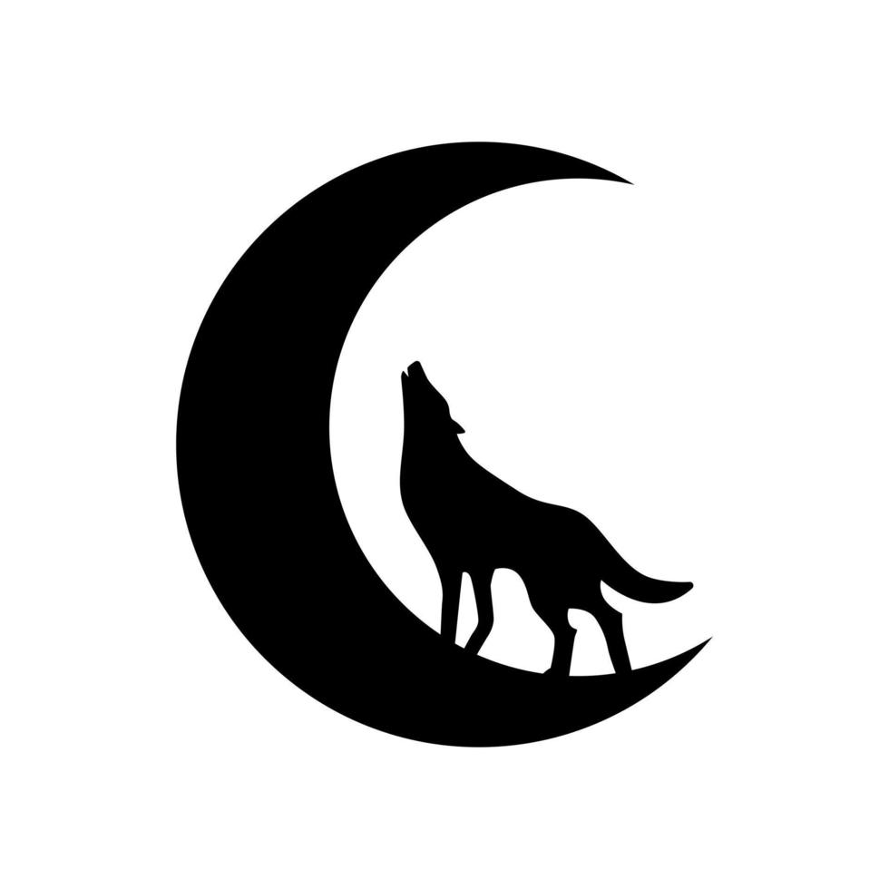 Wolf and moon vector icon. wolf howling illustration sign.