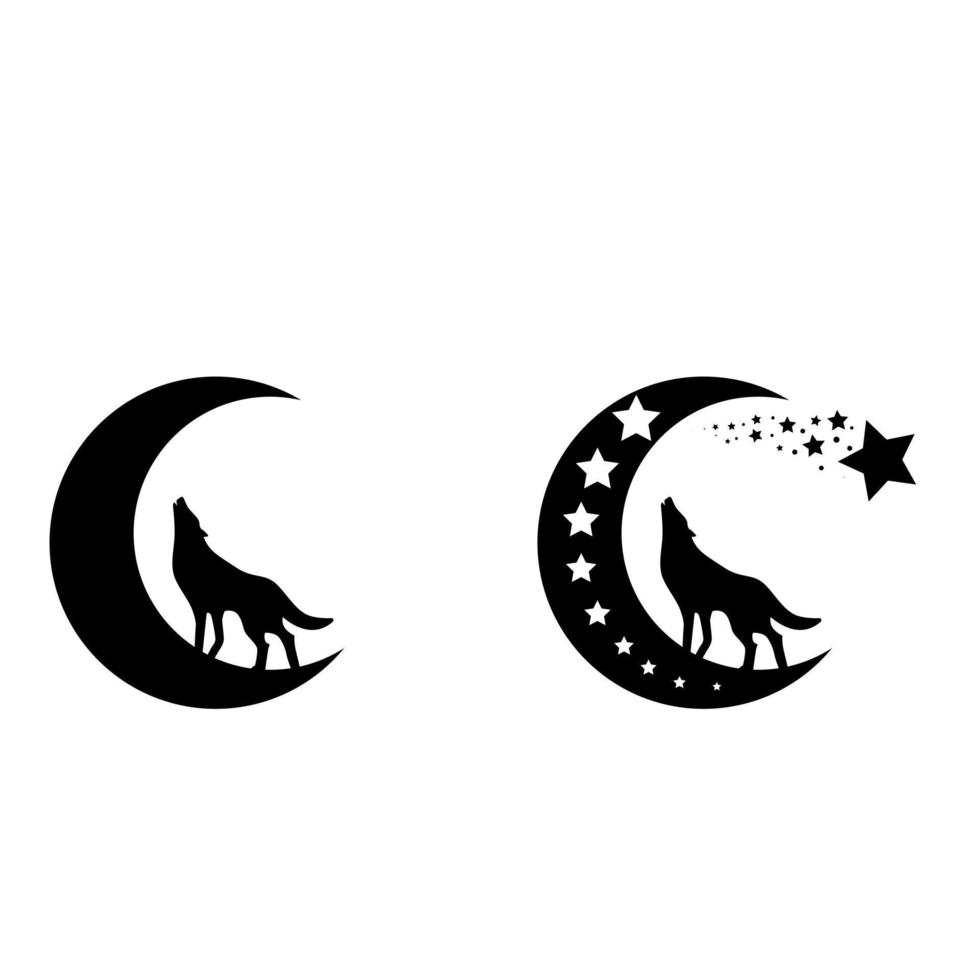 Wolf and moon vector icon. wolf howling illustration sign.