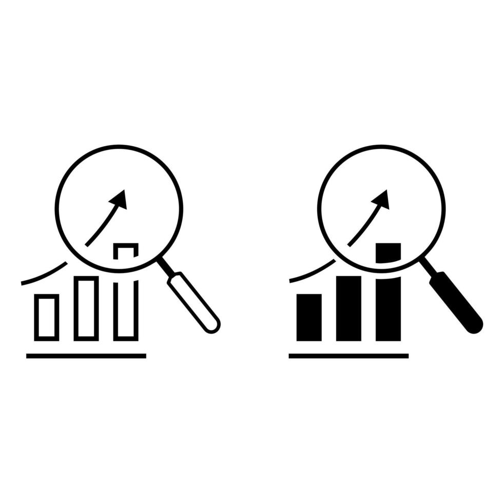 Data analysis vector icon set. Modern linear graphic design concepts, simple outline elements collection.