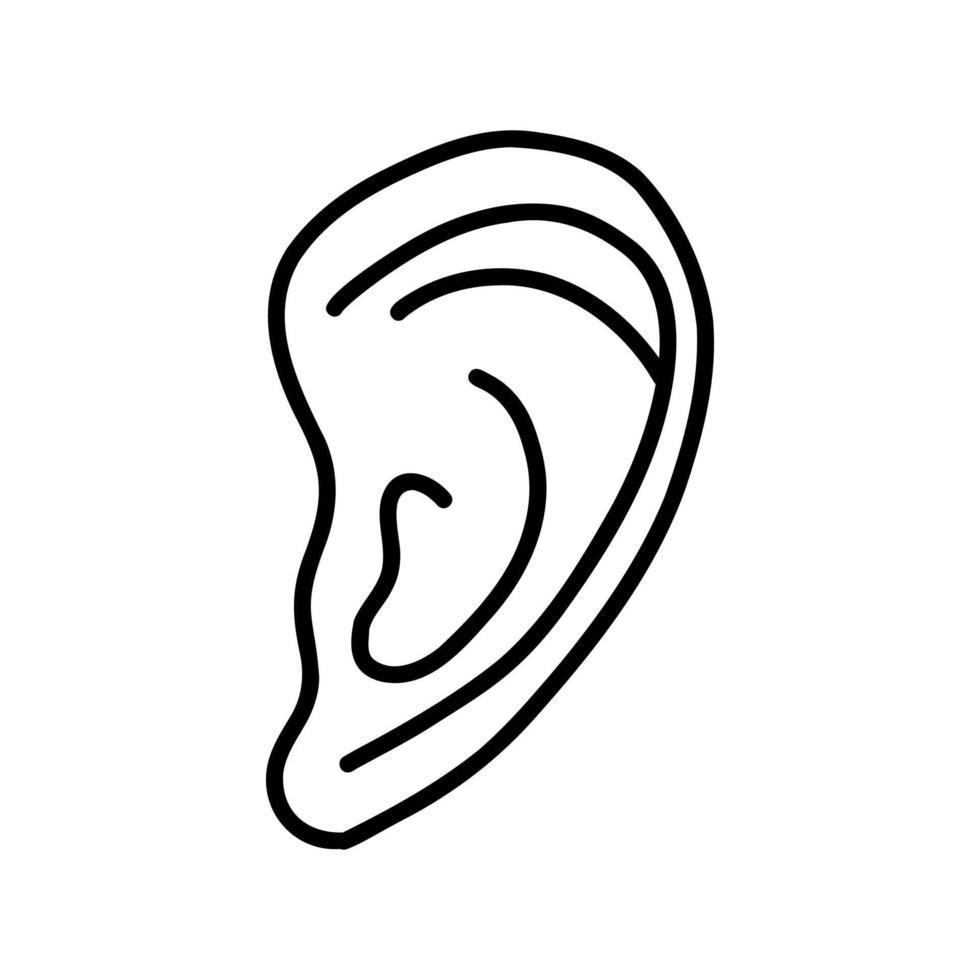 humano oreja. auditivo Organo. negro y blanco vector