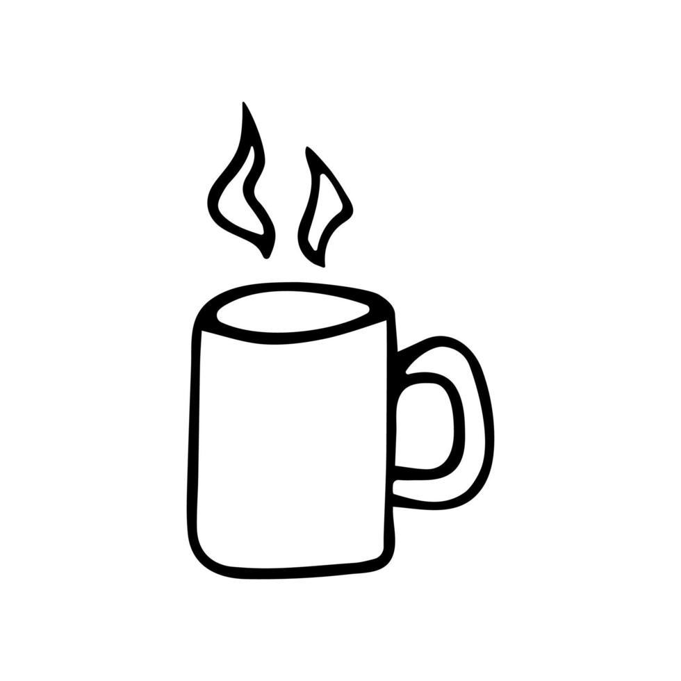 Cup of coffee black and white doodle style vector