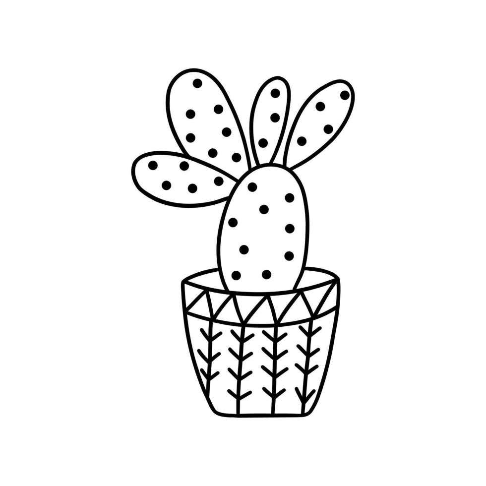 linda cactus en un maceta. negro y blanco vector
