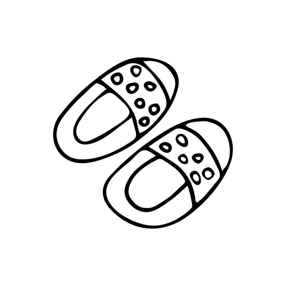 Home slippers black and white doodle style vector