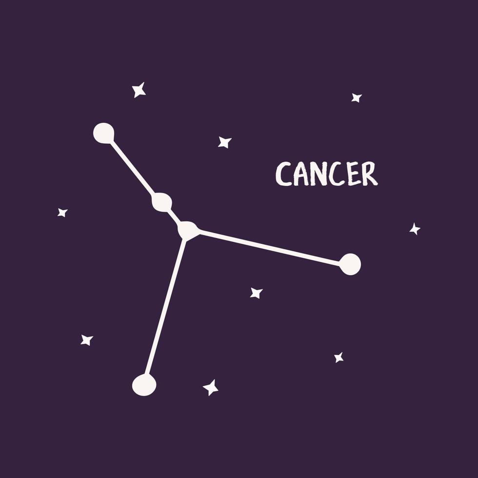 Constellation Cancer. Colorful print vector hand drawn