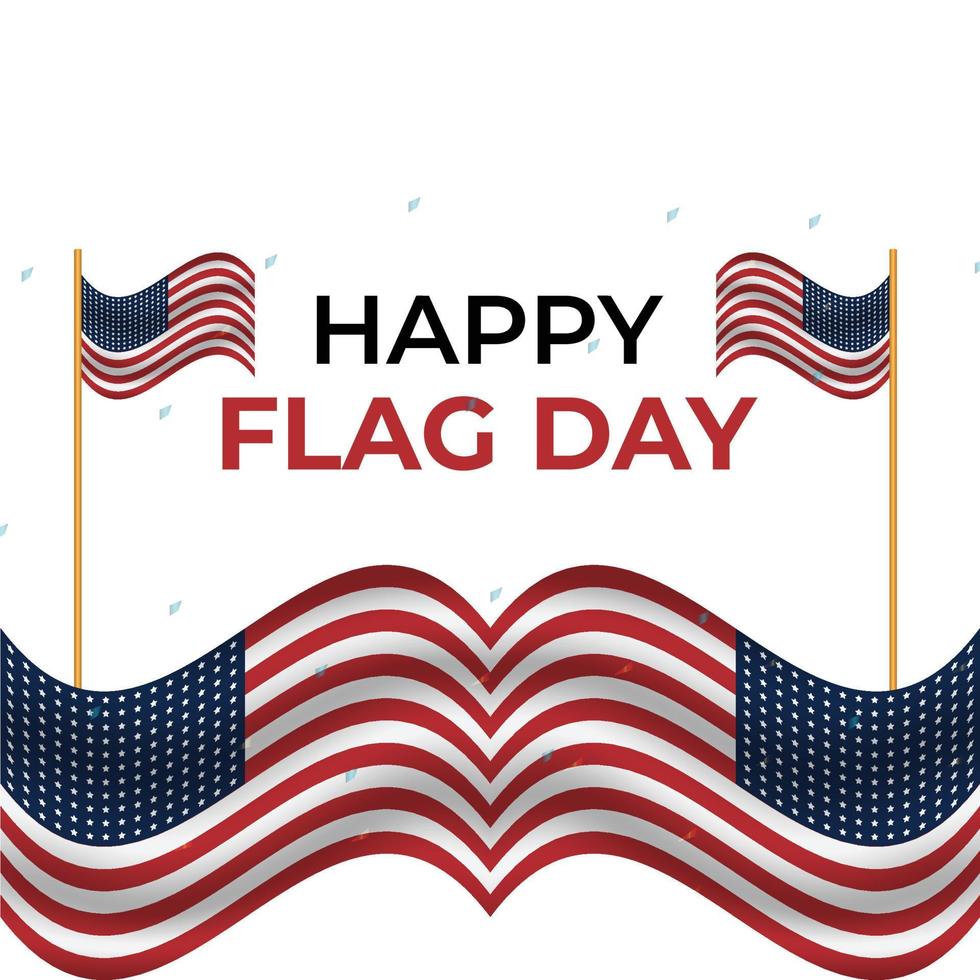 Happy 4th of July USA Independence Day greeting card with waving American national flag and hand lettering text design. Vector illustration