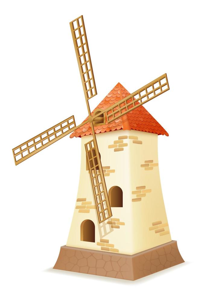 antiguo molino molino en un granja para molienda grano dentro harina vector ilustración aislado en blanco antecedentes