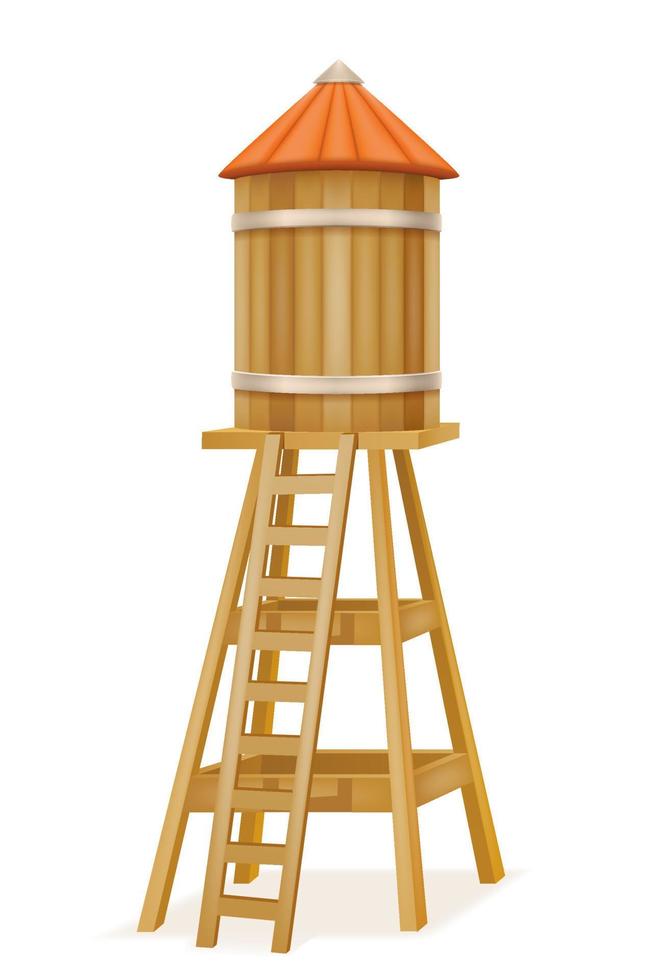 old water tower for supplying water on a farm vector illustration isolated on white background