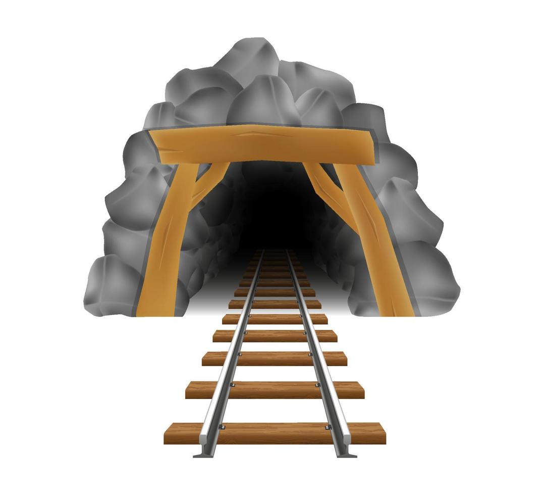 old stone entrance to a gold or coal mine vector illustration isolated on white background