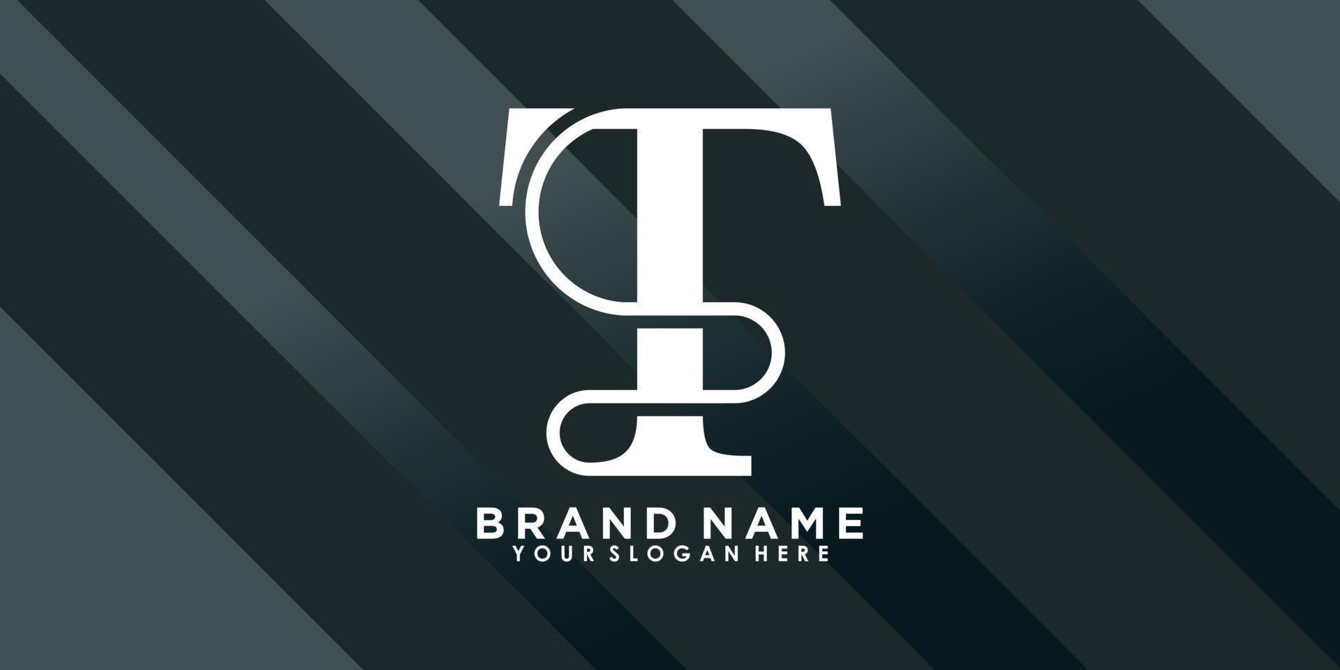 brand name logo design with letter T creative concept vector