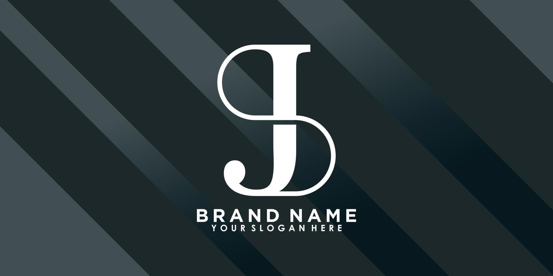 brand name logo design with letter J creative concept vector