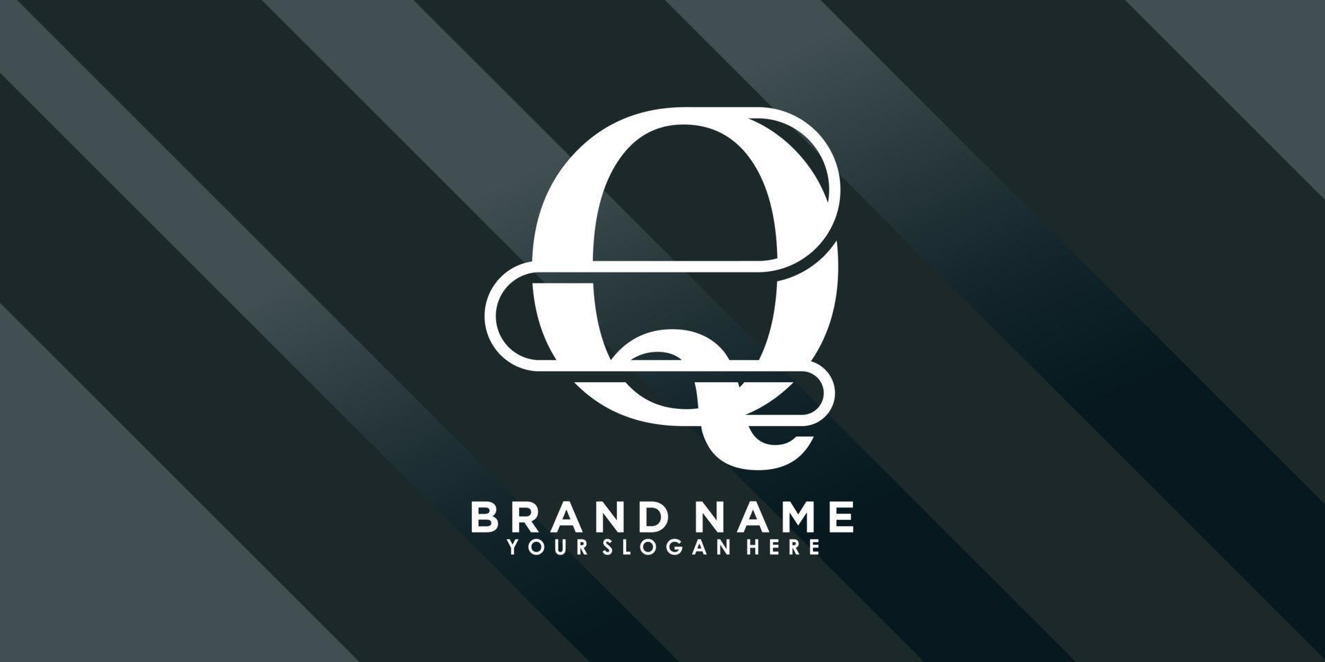 brand name logo design with letter Q creative concept vector