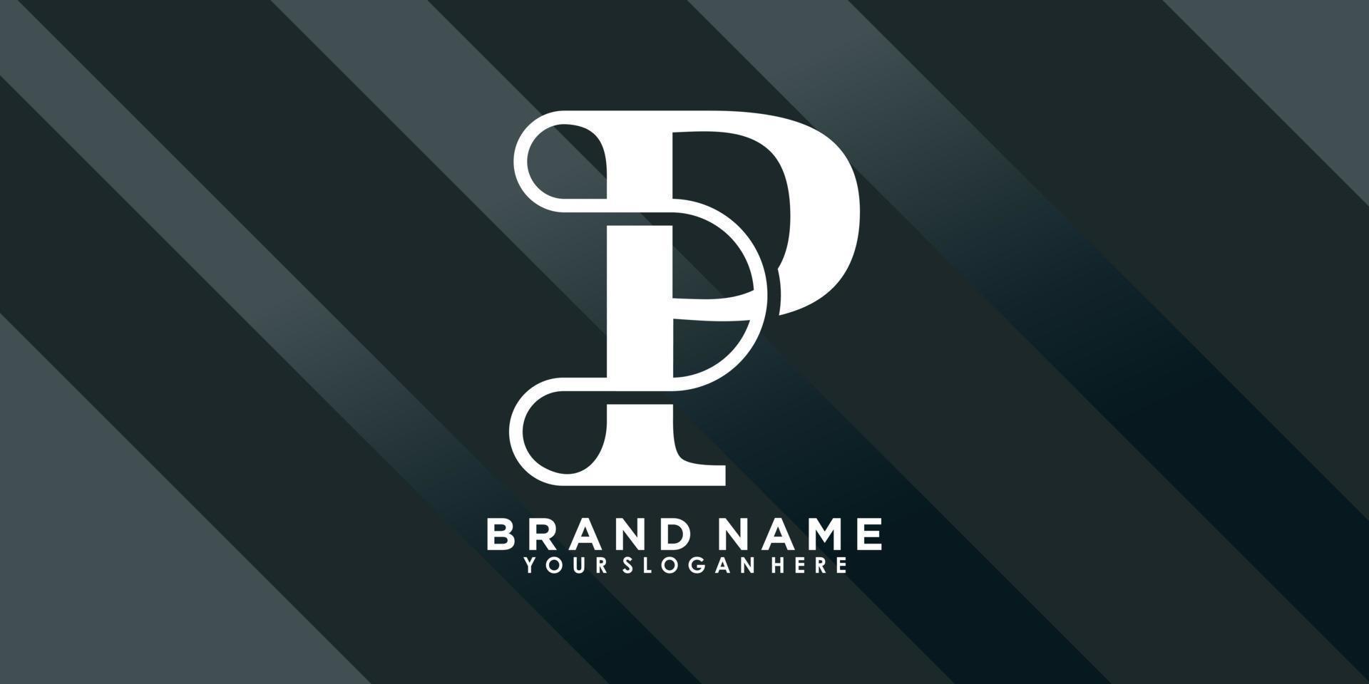 brand name logo design with letter P creative concept vector