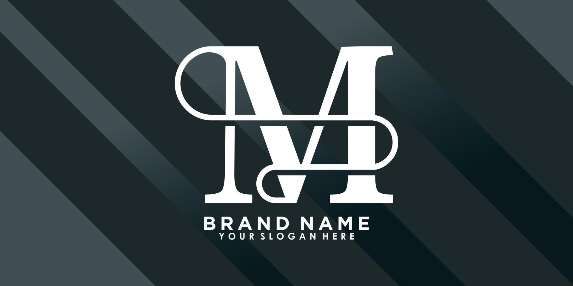 brand name logo design with letter M creative concept vector