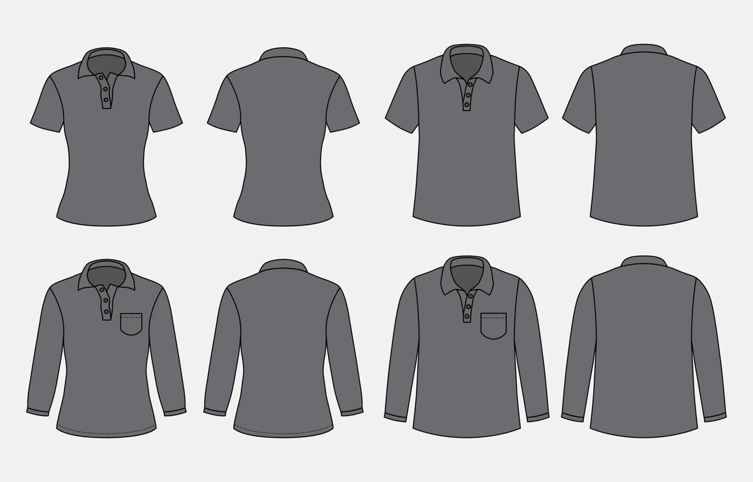 Outline Polo Black Shirt Pack Vector