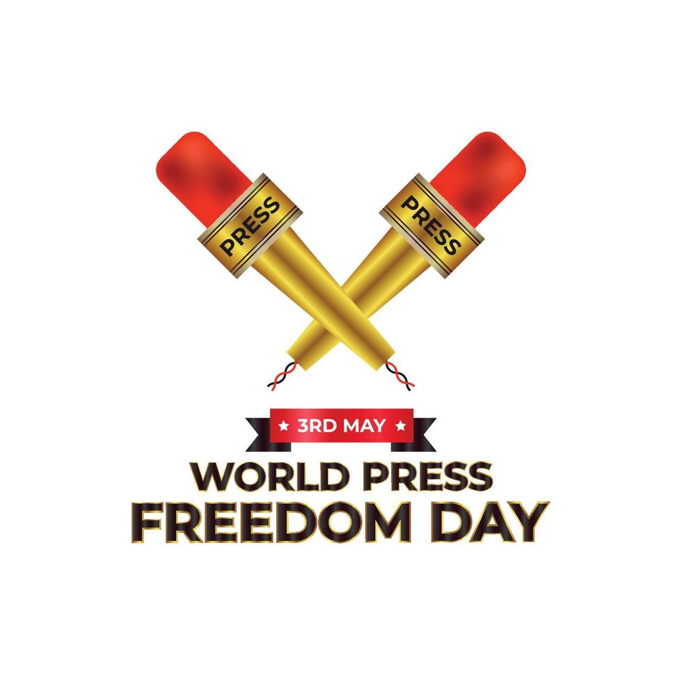 World press freedom day vector graphic design with pen and microphone