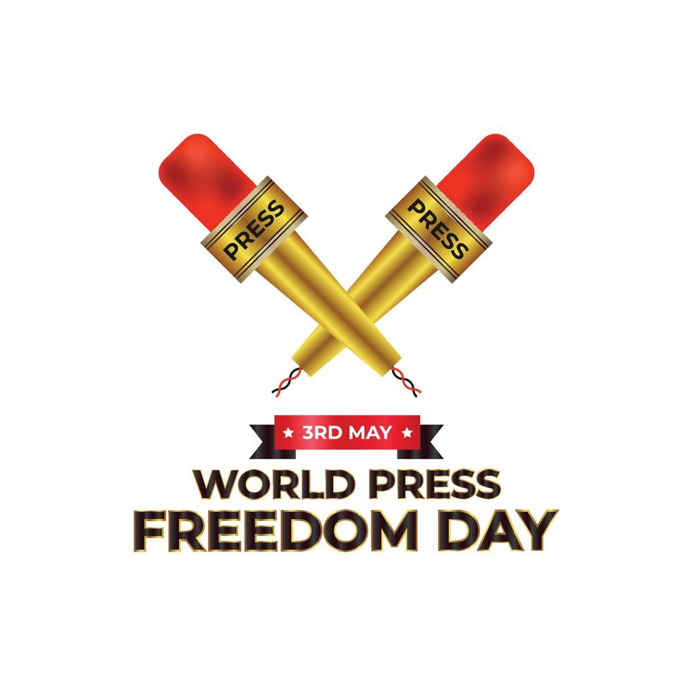 World press freedom day vector graphic design with pen and microphone