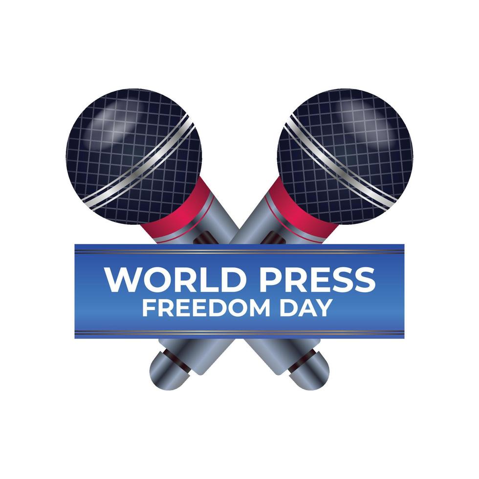 World press freedom day vector graphic design with pen and microphone