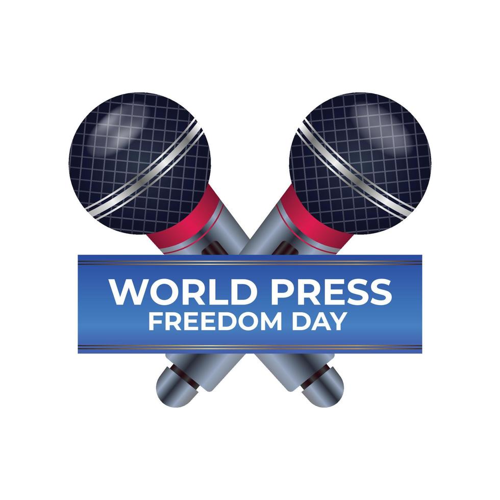 World press freedom day vector graphic design with pen and microphone