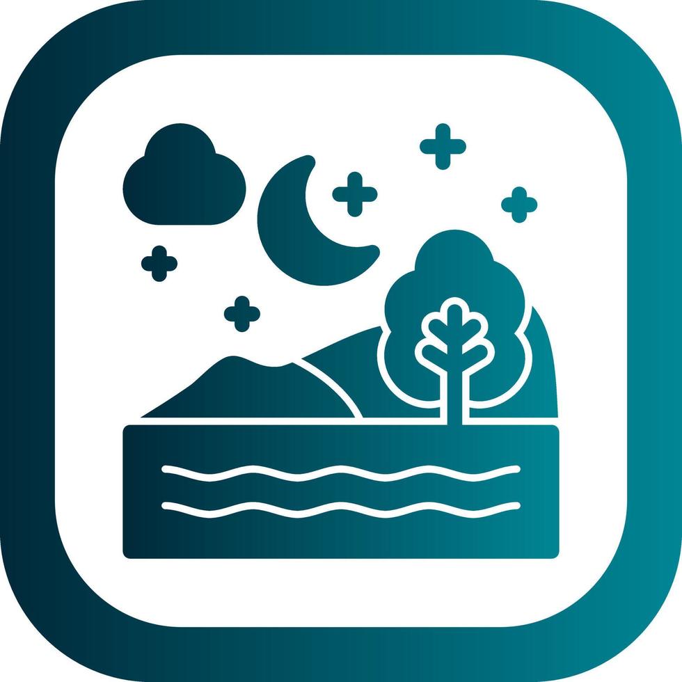 Night Landscape Vector Icon Design