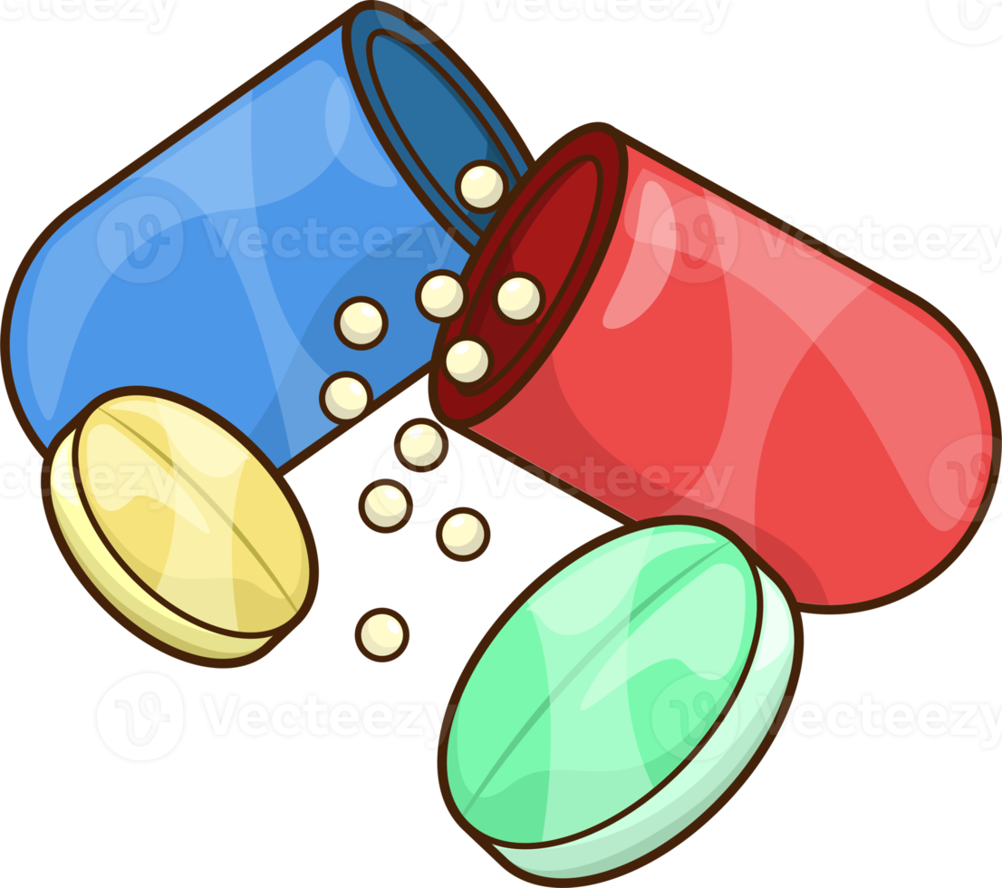 Pills with Opened Capsule Illustration png